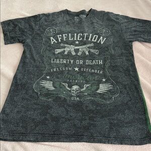 Affliction Liberty or Death Tee in Charcoal